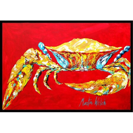 Carolines Treasures 24 x 36 in. Crab Blue on Red- Sr. Indoor Or Outdoor Doormat MW1116JMAT